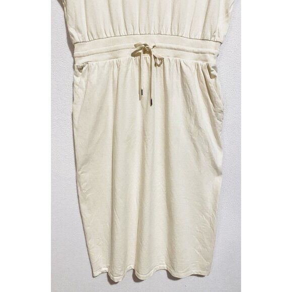 Calia Dress Womens XL Ivory Extended Shoulder Midi Pockets Comfy Loungewear - Picture 4 of 7